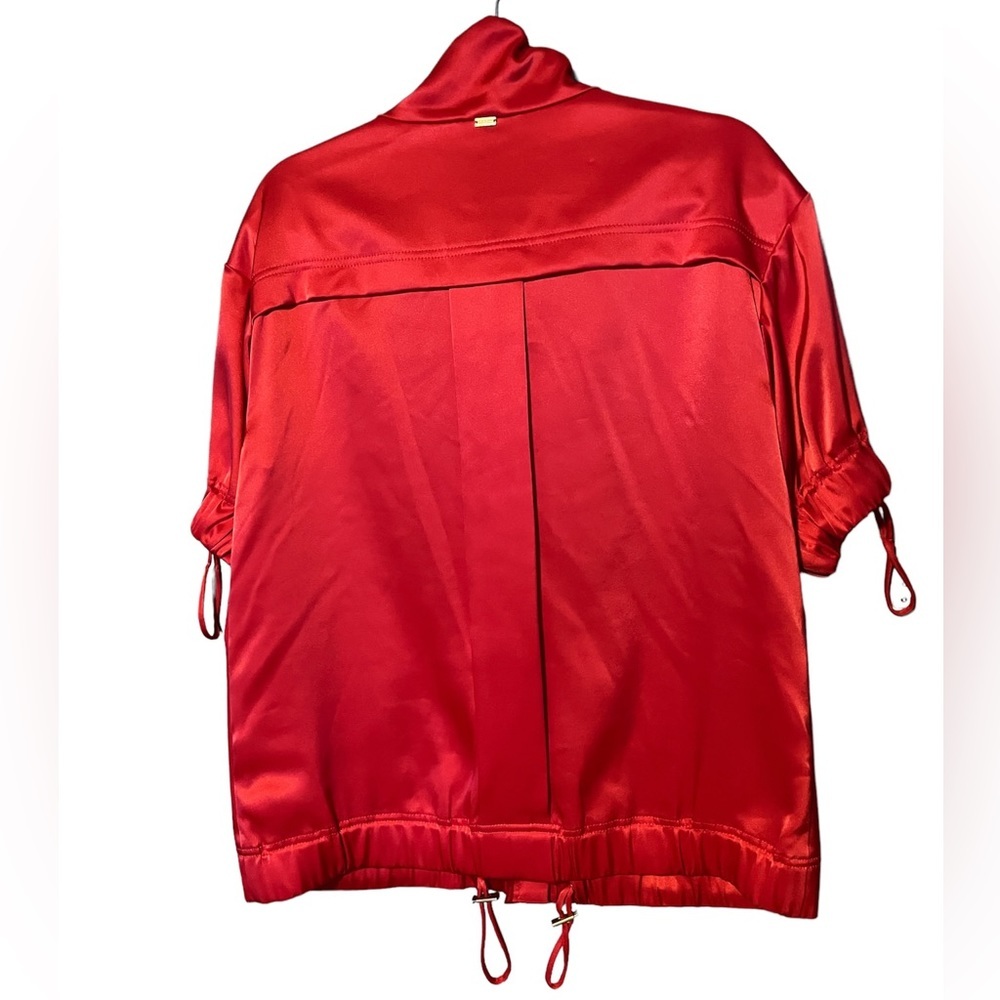 St. John Red Satin Short Sleeve Jacket - image 2